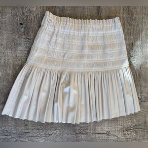 Zara Tan/Cream Pleated Faux Leather Skirt - Medium